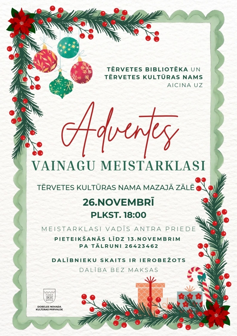 adventes vainagu meistaklase Tērvetē