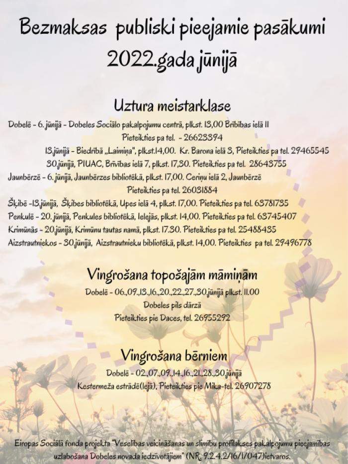 Plakāts ar pasākumu sarakstu