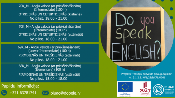 Angļu valodas mācības PIUAC
