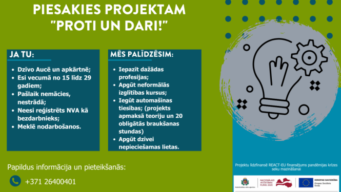 Uzsaukums projektam "PROTI UN DARI! "