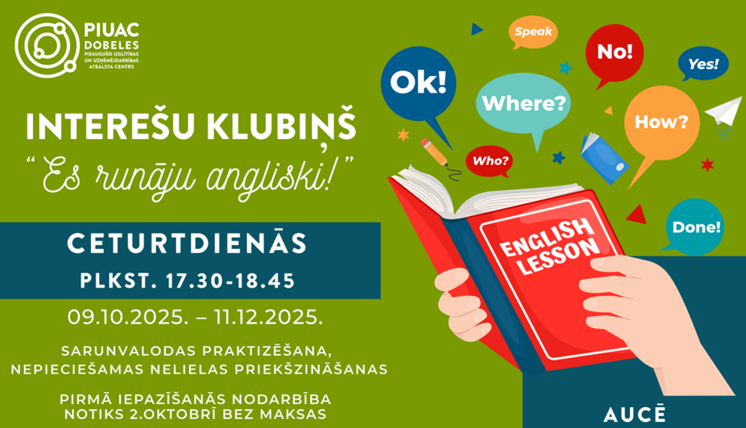 Angļu valodas klubiņš Aucē