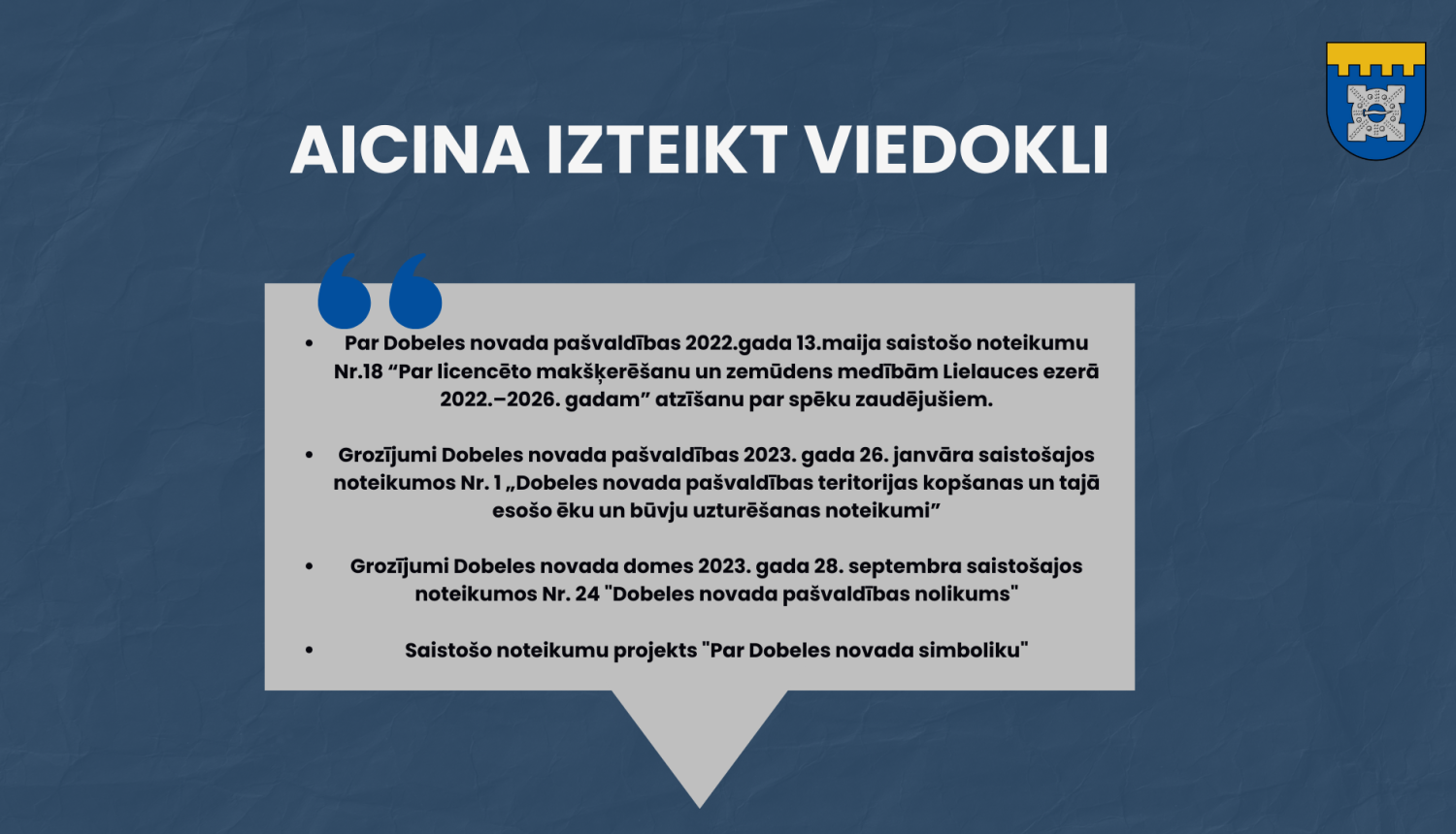 AICINA IZTEIKT VIEDOKLI