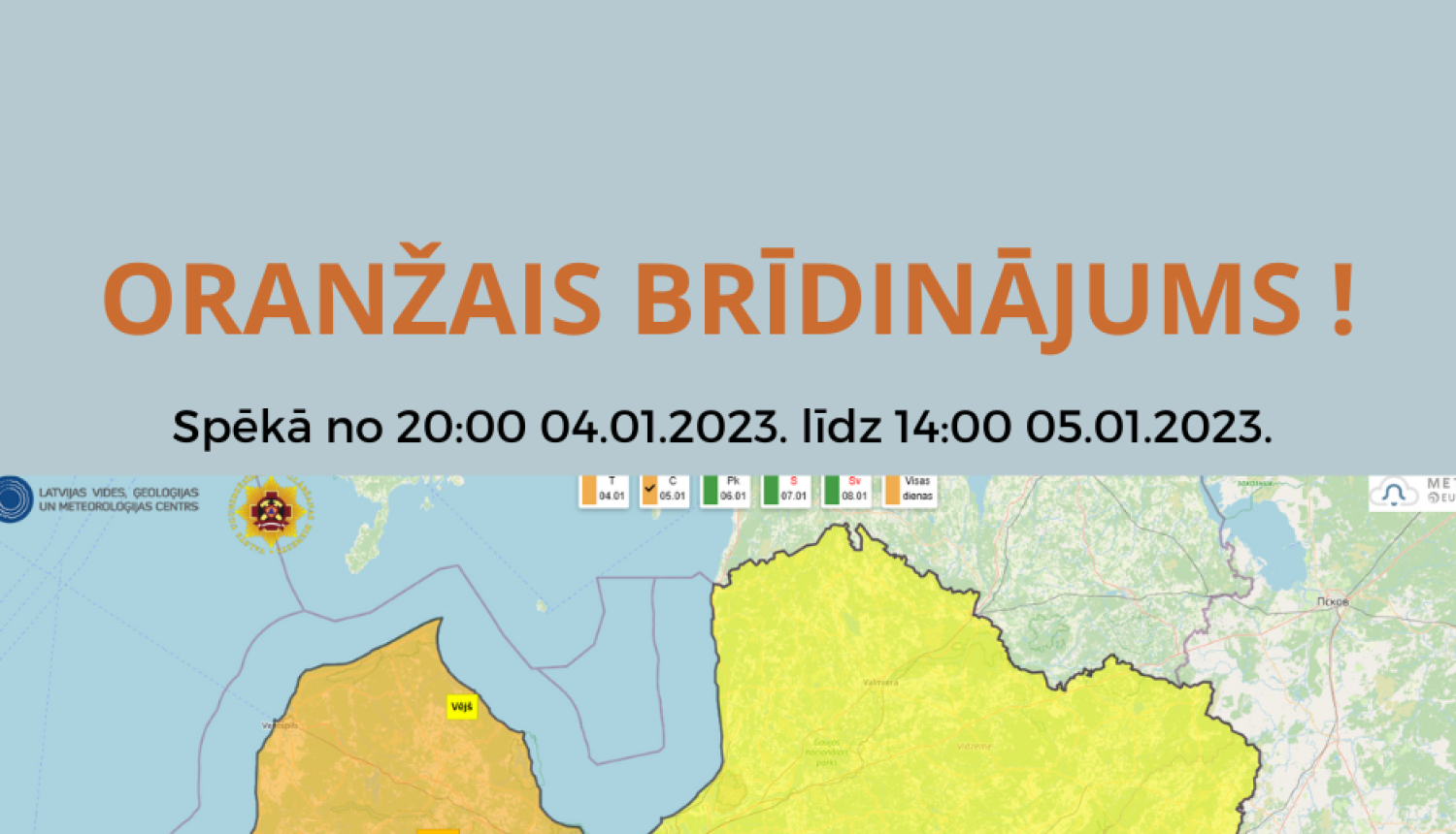 oranžais brīdinājums par snigšanu