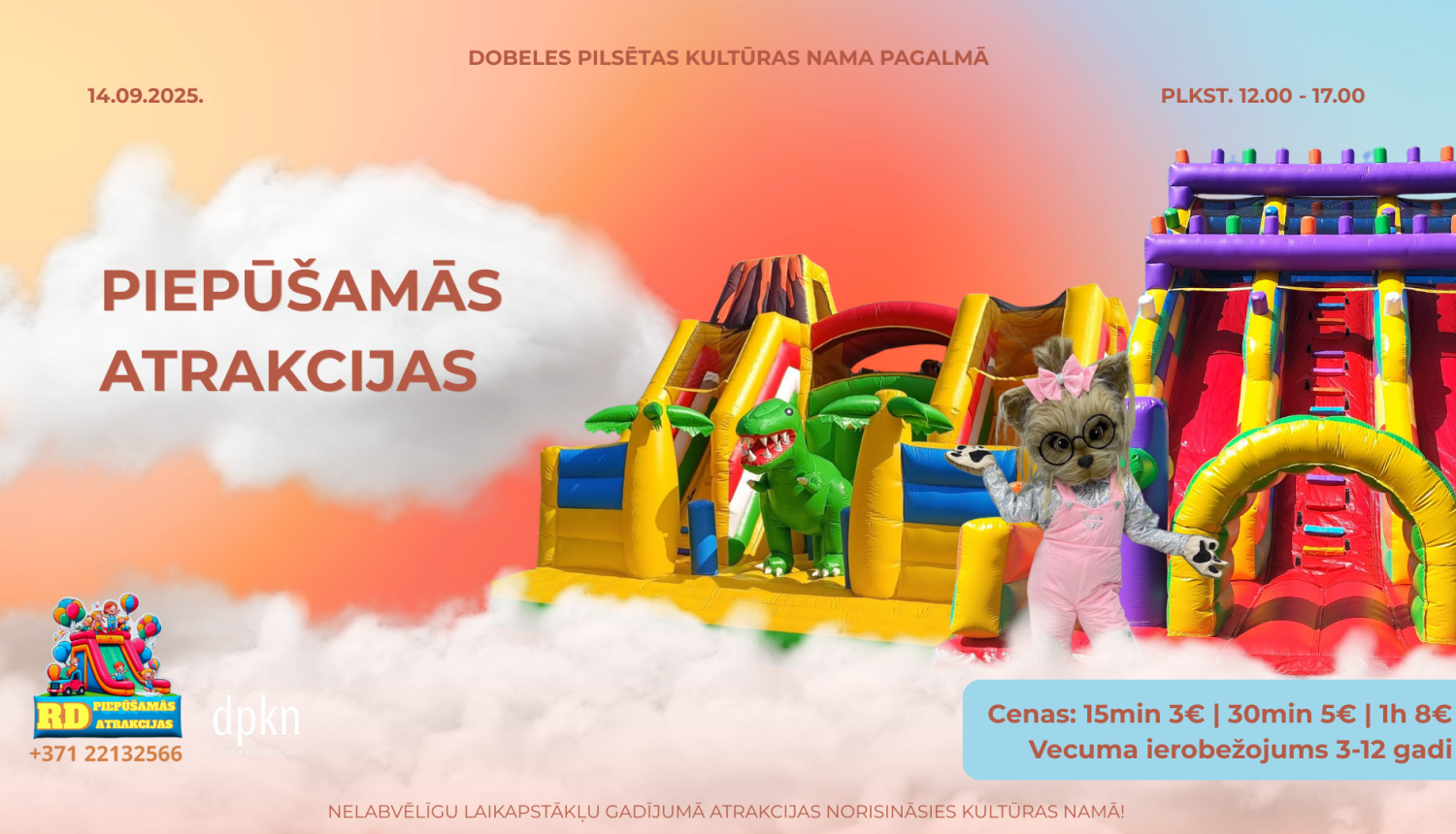 dobele, piepūšamās atrakcijas