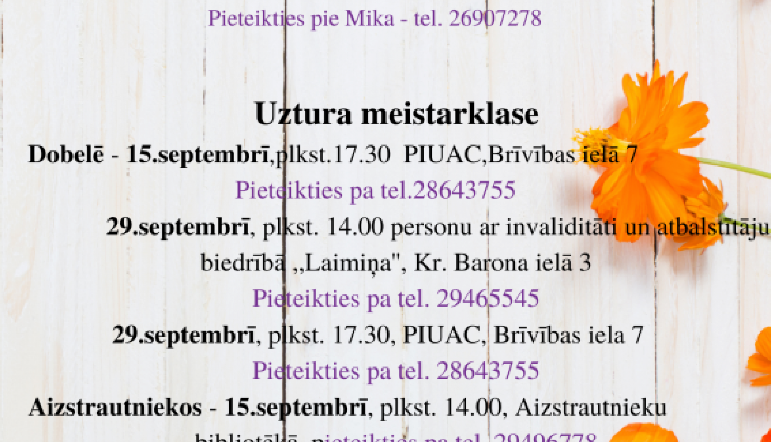 Bezmaksas publiski pieejamie pasākumi 2022.gada septembrī