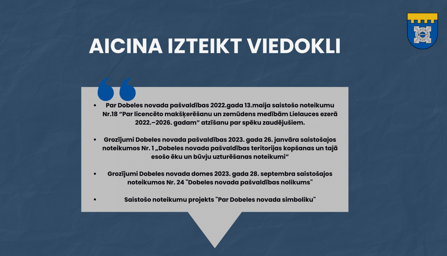 AICINA IZTEIKT VIEDOKLI